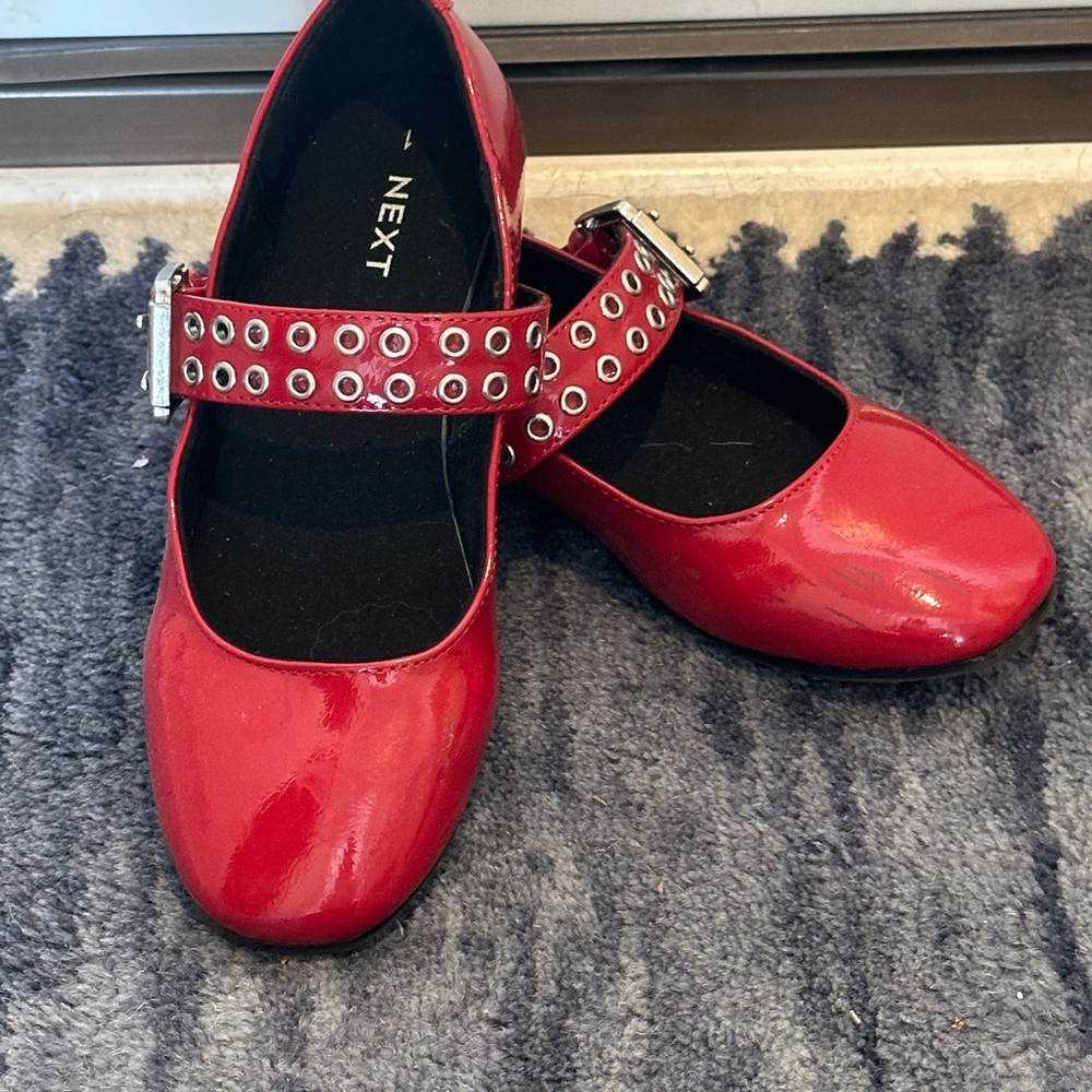 2/$15 - next Red Patent Mary Jane Shoes with Grommet Buckle Strap